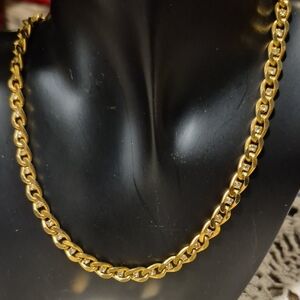 Vintage 14kt Gold Shell Chain And Crystal Necklace